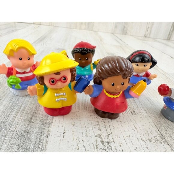 Fisher-Price Little People Figures Lot 6 Teacher Student Crossing Guard Backpack - Picture 2 of 8